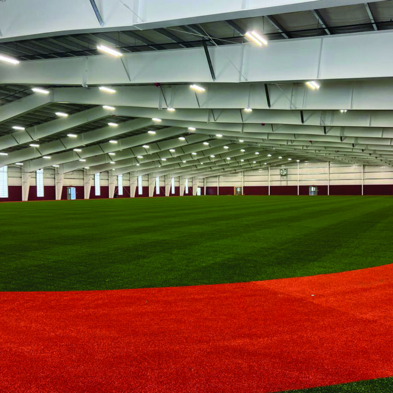 Steel fabrication by Sheridan Construction featuring an indoor track at Foxcroft Academy.