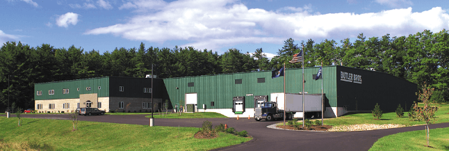 Ground view of warehouse and showroom building.