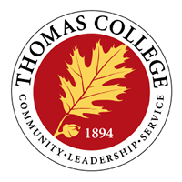 Thomas College logo.