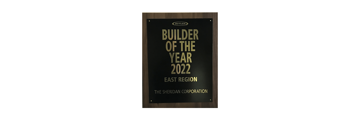 Banner for Sheridan Construction receiving the 2022 Builder of the Year award.