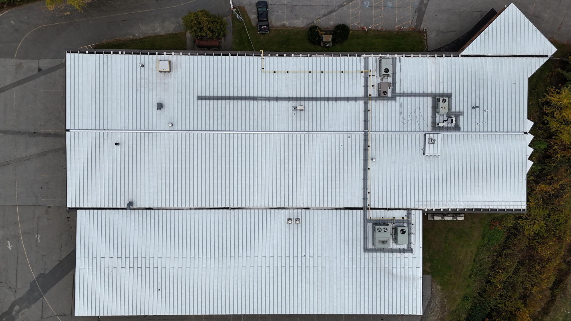 Aerial view of a Butler reroofing system.