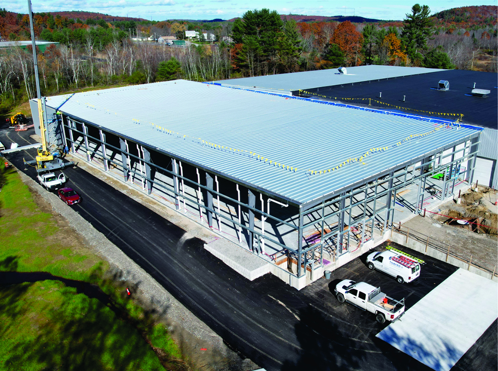 Valley Beverage under construction with frame and roof.